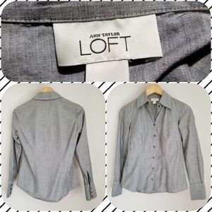 Gray collared button down blouse fitted
